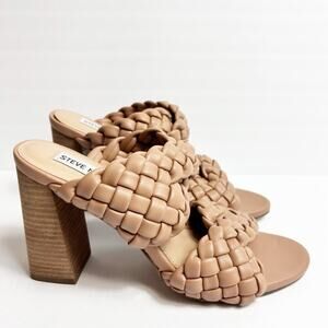STEVE MADDEN WOMEN'S TWISTED HEELED SANDALS COLOR TAN SIZE 8M
